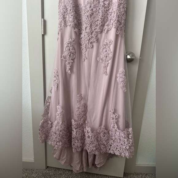 Flair New York Dusty Pink Embroidered Lace Prom Gown With Straps Size 8 NEW - Picture 5 of 15